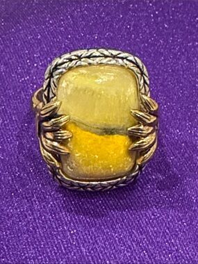 Double the Color Bright Yellow Agate in Sterling Silver & Brass by Studio Barse